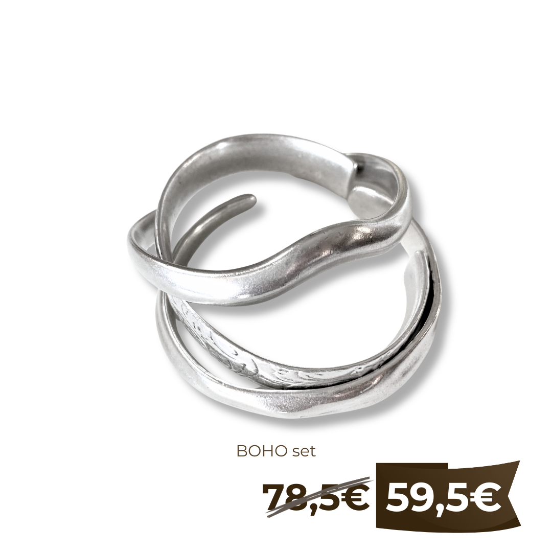 Boho Silver Cuffs' set