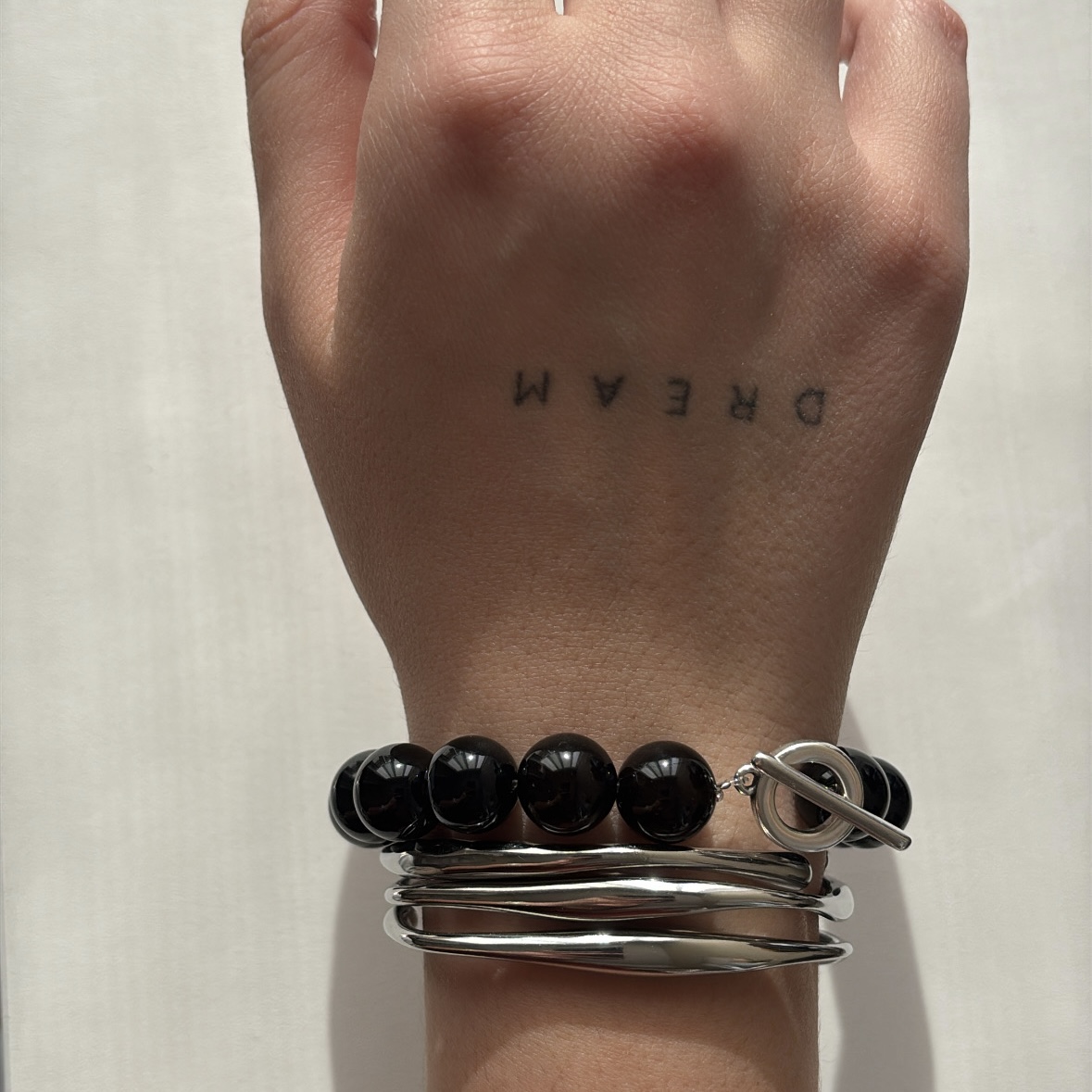 Alternative view of ONYX bead bracelet